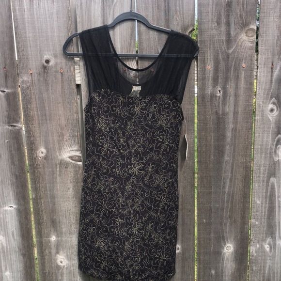 111. FREE PEOPLE DRESS black & Gold NWT - Picture 12 of 14